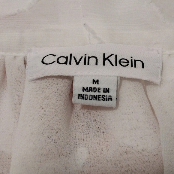 Calvin Klein - Neck Tie Puff Sleeves Sheer Blouse - Picture 14 of 16